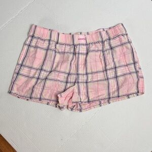 Avenue Women's Pink Plaid Pajama Shorts